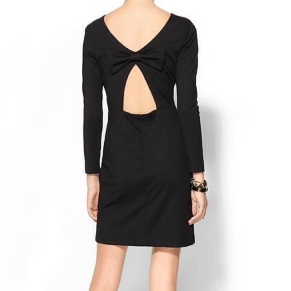 AMANDA UPRICHARD Black Open Back Bow Ponte Knit Dress Sheath Classic Large - Picture 8 of 13